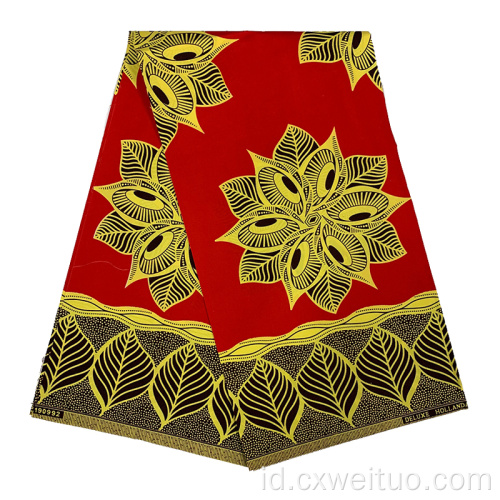 Kain Afrika Lilin Polyester Cetak 100% Berkual Tinggi